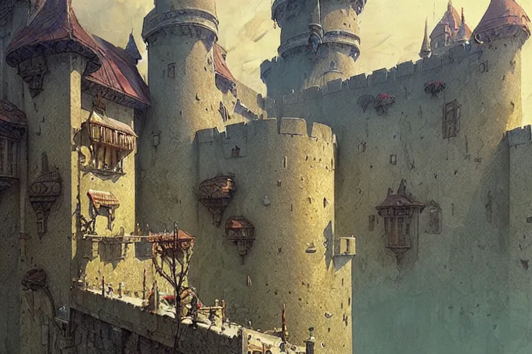 Prompt: castle under the water, character design, painting by jean giraud, greg rutkowski, carl larsson