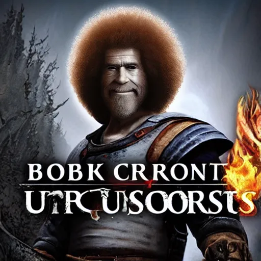 Image similar to bob ross in darksouls universe