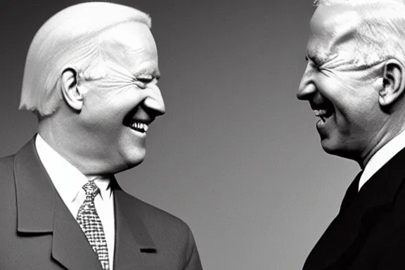 Image similar to “ very very intricate photorealistic photo of hitler and joe biden laughing together, detailed natural lighting, award - winning crisp details ”