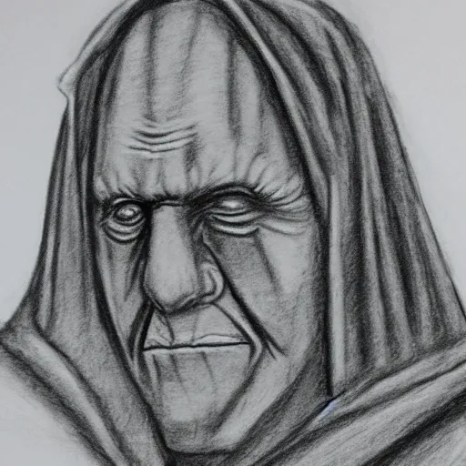 Prompt: Charcoal sketch of Emperor Palpatine