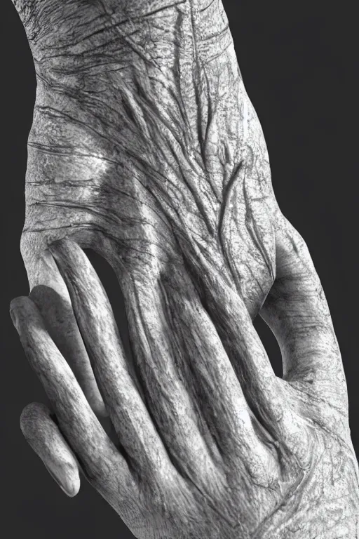 Image similar to hyper realistic beautiful detailed image of a human's palm hand with a tree growing on, white background, photorealistic, 4 k