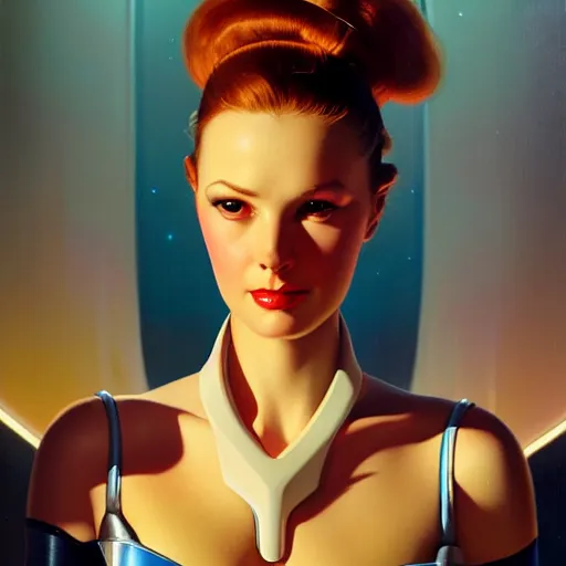 Prompt: portrait of an ai, sci-fi, futuristic, highly detailed, digital painting, artstation, concept art, smooth, sharp focus, by gil elvgren