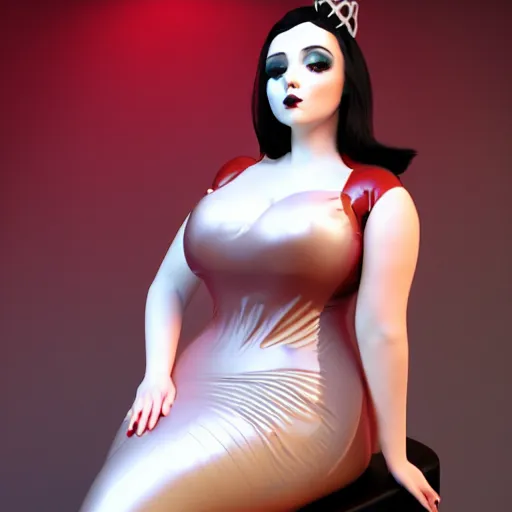 Image similar to a curvy feminine pale goth cutie wearing an elegant elaborate tight latex-nylon-leather sequined tube gown with red highlights, thin-waist, cgsociety, photorealistic, sublime-comforting ambience, 16k, smooth, sharp focus, trending on ArtStation, volumetric lighting, fully clothed, worksafe