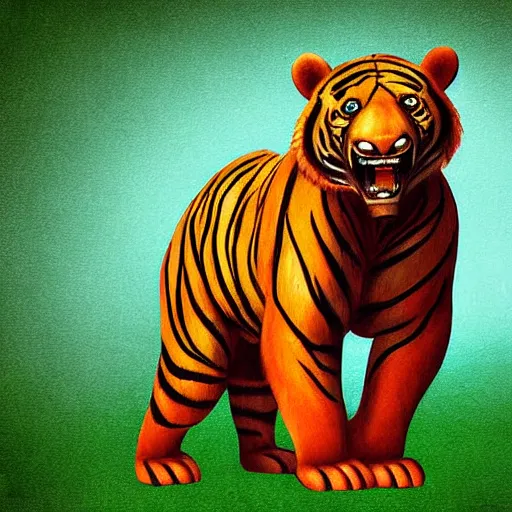 Image similar to Tiger Bear hybrid, digital art