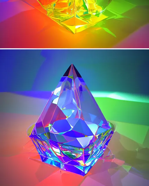 Image similar to a rainbow inside a crystal prism. detailed. beautiful. 3 d vray render, artstation, deviantart, pinterest, 5 0 0 px models