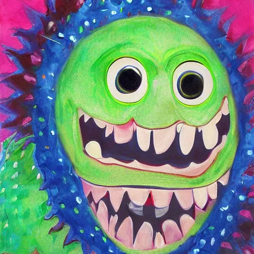 Image similar to smiling monster, painting by lilly pavlova