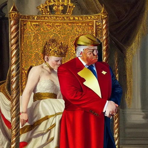 Image similar to trump as a king, painting, royal, award winning