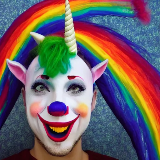 Image similar to photo of a unicorn clown
