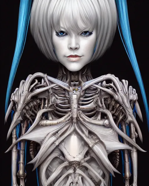 Image similar to rei ayanami by roger dean, by hr giger, biomechanical, profile portrait, hyper detailed, hyperrealism, deviantart, artstation, 4 k, highly detailed, vray rendering, unreal engine