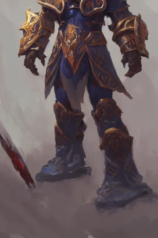 Prompt: world of warcraft concept art of alliance footman, ArtStation, by Ruan Jia