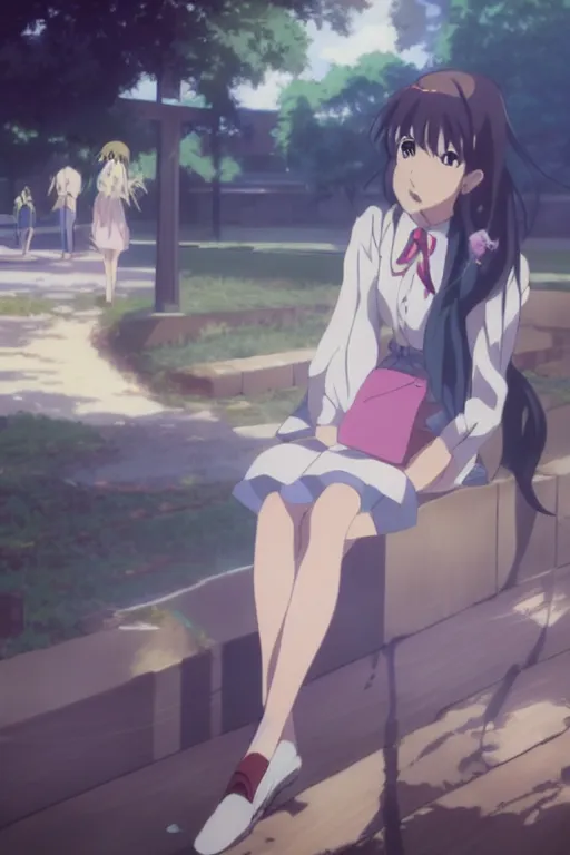 Image similar to An anime high school girl, portrait, Makoto Shinkai, kyoto animation, aniplex