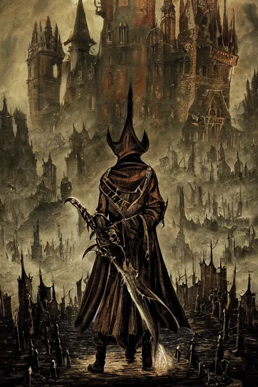 Image similar to bloodborne in the style of hieronymus bosch