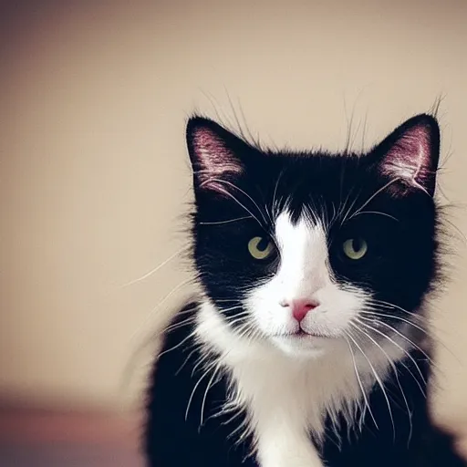 Prompt: Cute black haired young cat with long hair, rolling in happiness