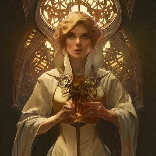 Image similar to A chalice, closeup, D&D, intricate, elegant, highly detailed, digital painting, artstation, concept art, matte, sharp focus, illustration, art by Artgerm and Greg Rutkowski and Alphonse Mucha]