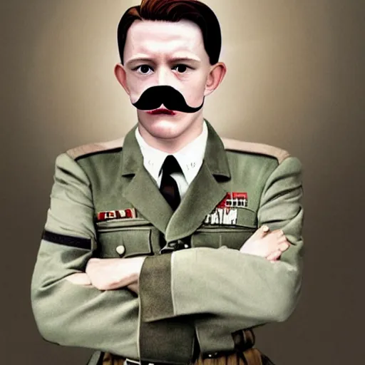 Image similar to tom holland as adolf hitler with short mustache