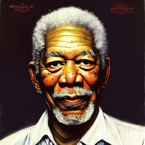 Prompt: Morgan Freeman portrait painted by Norman Rockwell