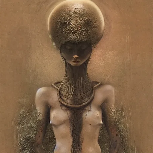 Image similar to female marthian by Beksinski