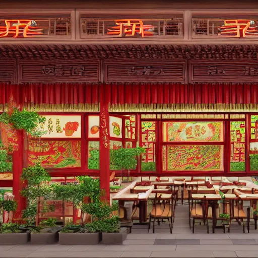 Prompt: a beautiful hyperdetailed render of roasted string hotpot restaurant restaurant yan'an, from china, with merchant logo, fine delicate structure, chinese style, victo ngai, 4 k hd