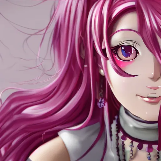 Image similar to trapped by stunningly beautiful omnipotent megalomaniacal otome anime asi goddess who looks like junko enoshima with symmetrical perfect face and porcelain skin, pink twintail hair and cyan eyes, inside her surreal vr castle where she owns you completely!!!, hyperdetailed, digital art from danganronpa, unreal engine 5, 8 k
