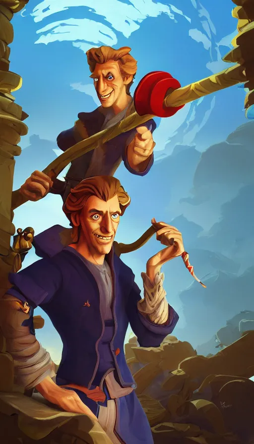 Image similar to guybrush threepwood, sharp focus, james gilleard, cinematic, game art, extremely detailed digital painting, print