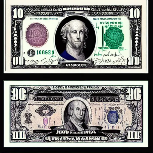Image similar to fantasy art counterfeit money designs