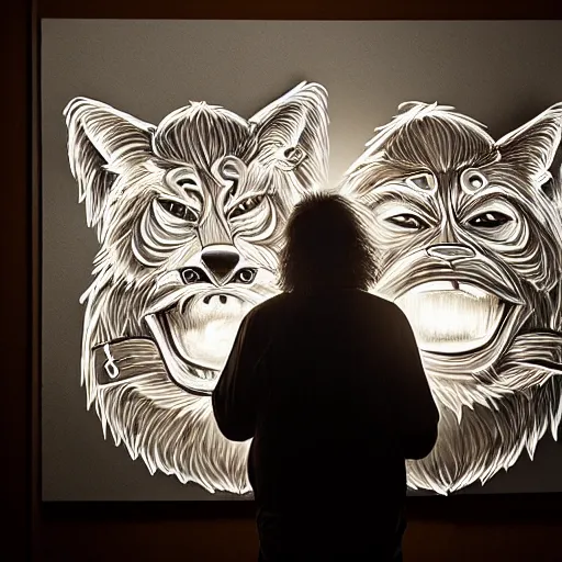 Image similar to photo portrait of drunk hobo artist drawing furries for booze, symmetry, awesome exposition, very detailed, highly accurate, intricate, professional lighting diffracted lightrays, 8 k, sense of awe