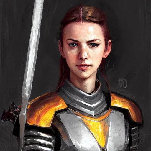 Prompt: gordon freeman as an attractive young smiling woman dressed as a knight, hd shot, digital portrait, beautiful, artstation, comic style, by artgerm, guy denning, jakub rozalski and charlie bowater