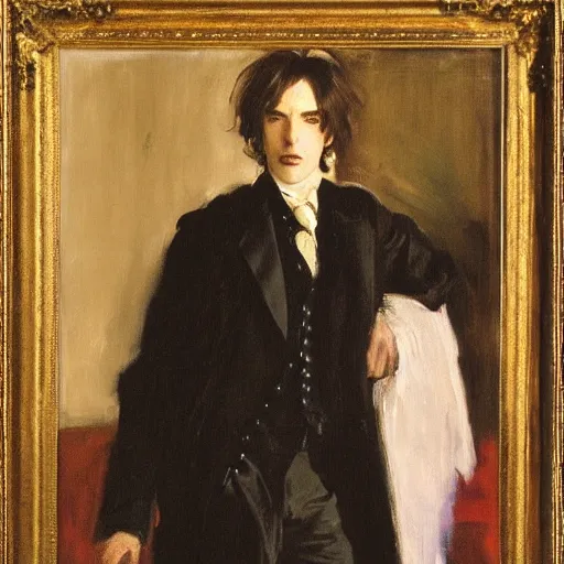 Image similar to the picture of dorian gray in the style of john singer sargent, james mcneill whistler, oil on canvas