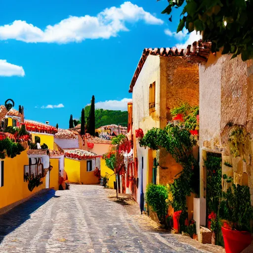 Image similar to A Spanish village. Seamless parallax background.