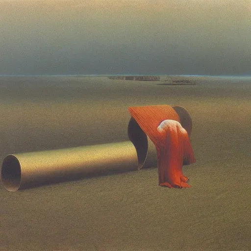 Image similar to cannon firing by Zdzisław Beksiński, oil on canvas