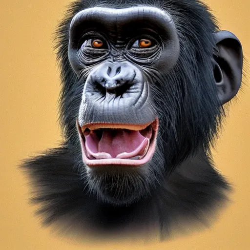 Prompt: Angry Chimpanzee Screaming Portrait, Boris Vallejo, Epic, 8k resolution, ArtStation, Hyperrealistic