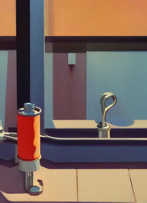 Prompt: water faucet dripping Edward Hopper and James Gilleard, highly detailed