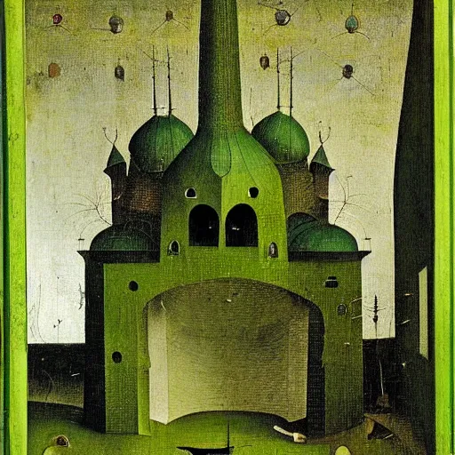 Image similar to green mosque by hieronymus bosch