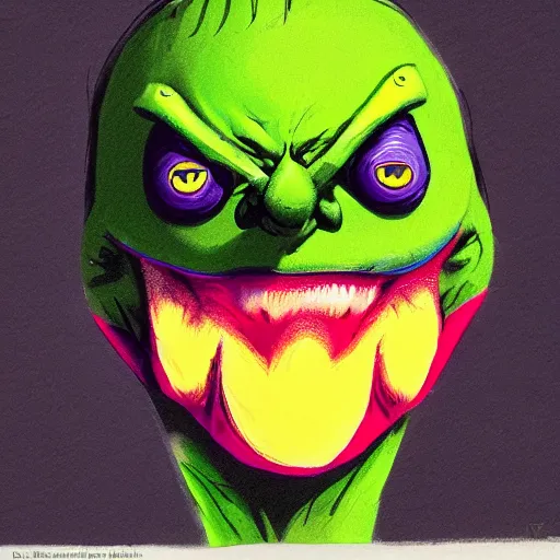 Image similar to a tennis ball monster ,tennis ball, the joker, chalk, digital art, fantasy, magic, trending on artstation, ultra detailed, professional illustration by Basil Gogos