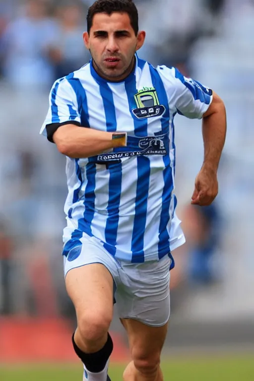 Image similar to jason borgia wearing a racing club de avellaneda shirt