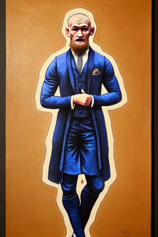 Image similar to full body portrait of conor mcgregor as mahatma gandhi, oil on canvas by william sidney mount, hindu art, great soul, irish folk, trending on artstation