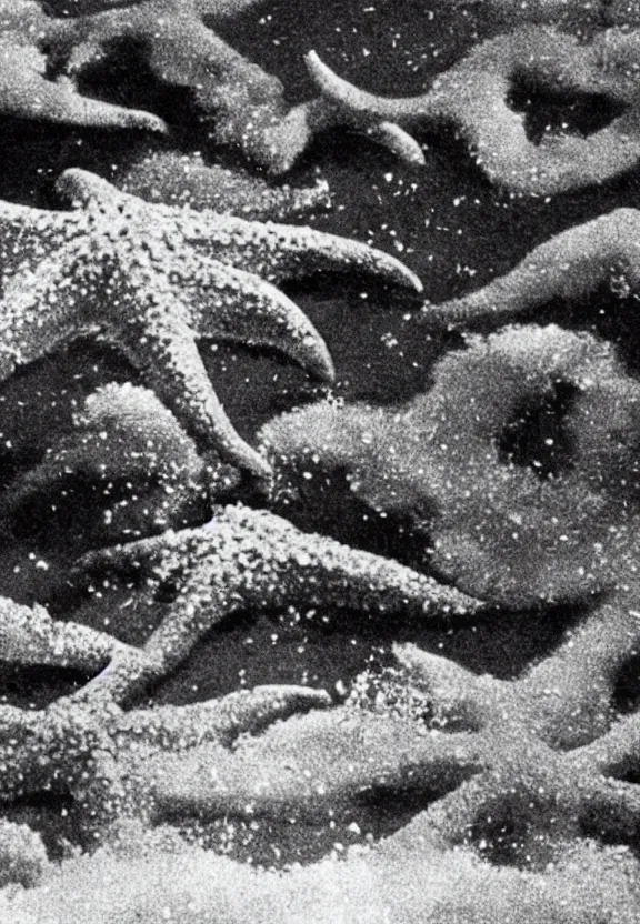 Image similar to a filmstill of a north korean monster movie, kaiju - eiga monster starfish - like trampling a traditional korean palace, foggy, film noir, epic battle, etheral, explosions, communist propaganda, communist epic thriller, by akira kurosawa and wes anderson video compression