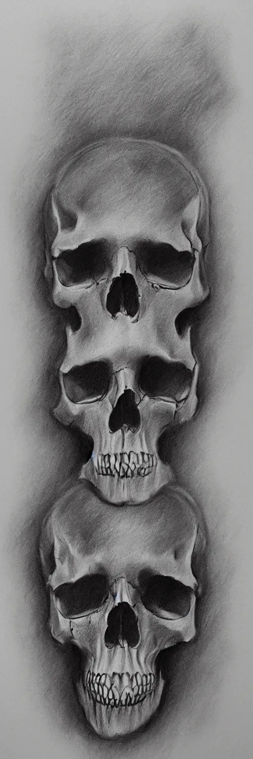 Image similar to Charcoal fine art sketch, animal skull