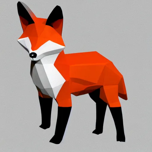 Image similar to low polygon render of a fox on a white background, isometric 3 d, ultra hd