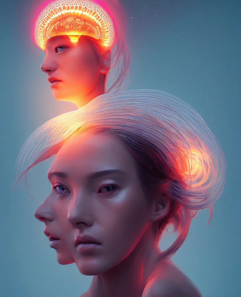 Image similar to goddess portrait. jellyfish phoenix head. intricate artwork by Tooth Wu and wlop and beeple. octane render, trending on artstation, greg rutkowski very coherent symmetrical artwork. cinematic, hyper realism, high detail, octane render, 8k