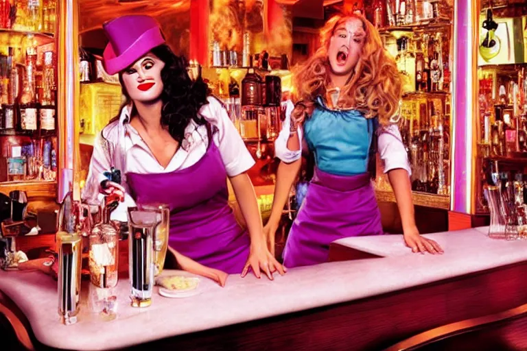 Image similar to singing waitress in a bar by david lachapelle