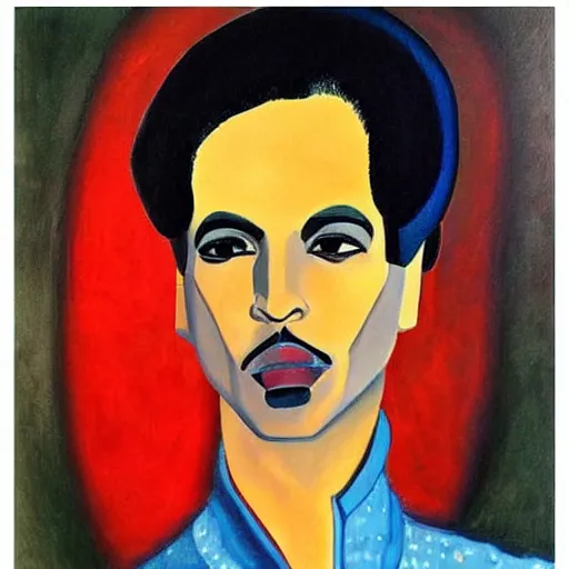 Image similar to a painting of prince in space in the style of modigliani. trending on artstation.