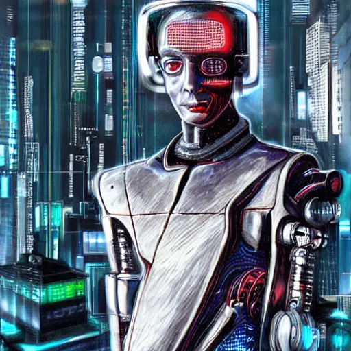 Prompt: cyberpunk cyborg robot Immanuel Kant