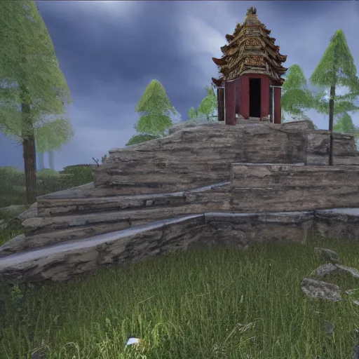 Prompt: a lost temple, made in source engine