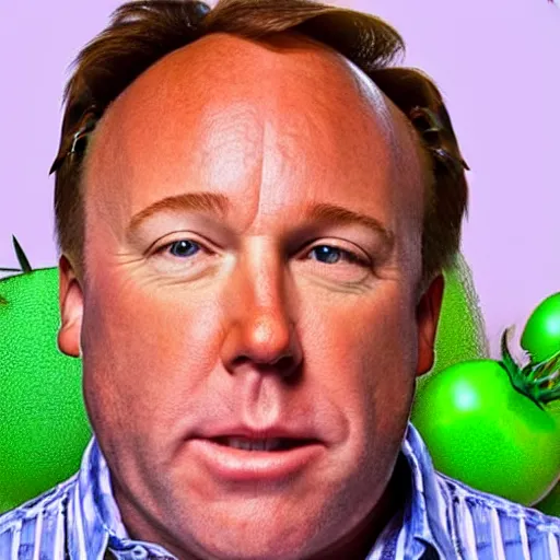 Prompt: alex jones as a tomato