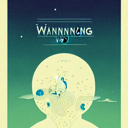 Image similar to a wandering mind, logo, simple white background victo ngai, kilian eng