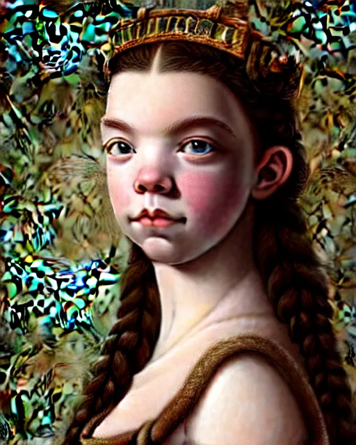 Image similar to anya taylor - joy medieval portrait, druid ranger, delicate detailed medieval portrait in the style of eugene de blaas, perfect face