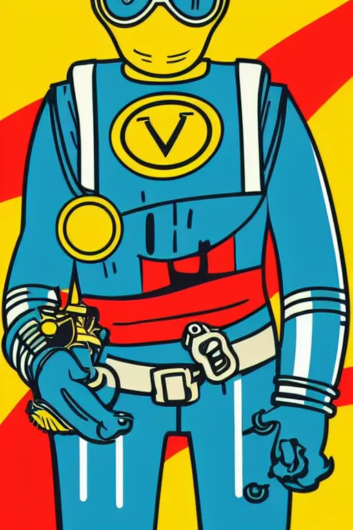 Image similar to fallout 7 6 retro futurist illustration art by butcher billy, sticker, colorful, illustration, highly detailed, simple, smooth and clean vector curves, no jagged lines, vector art, smooth andy warhol style