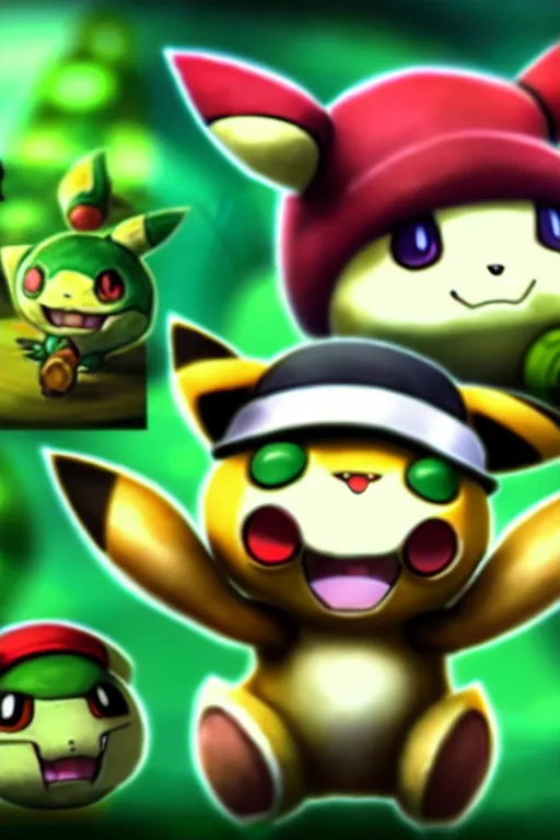 Image similar to teemo, a pokemon trading card of teemo, highly detailed pokemon trading card screenshot