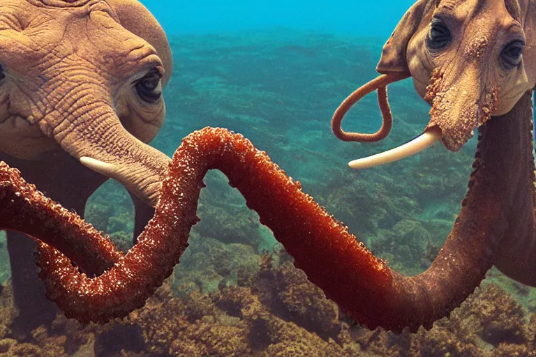 Image similar to underwater photo hibrid tentacle shaped legs jiraffe by national geographic